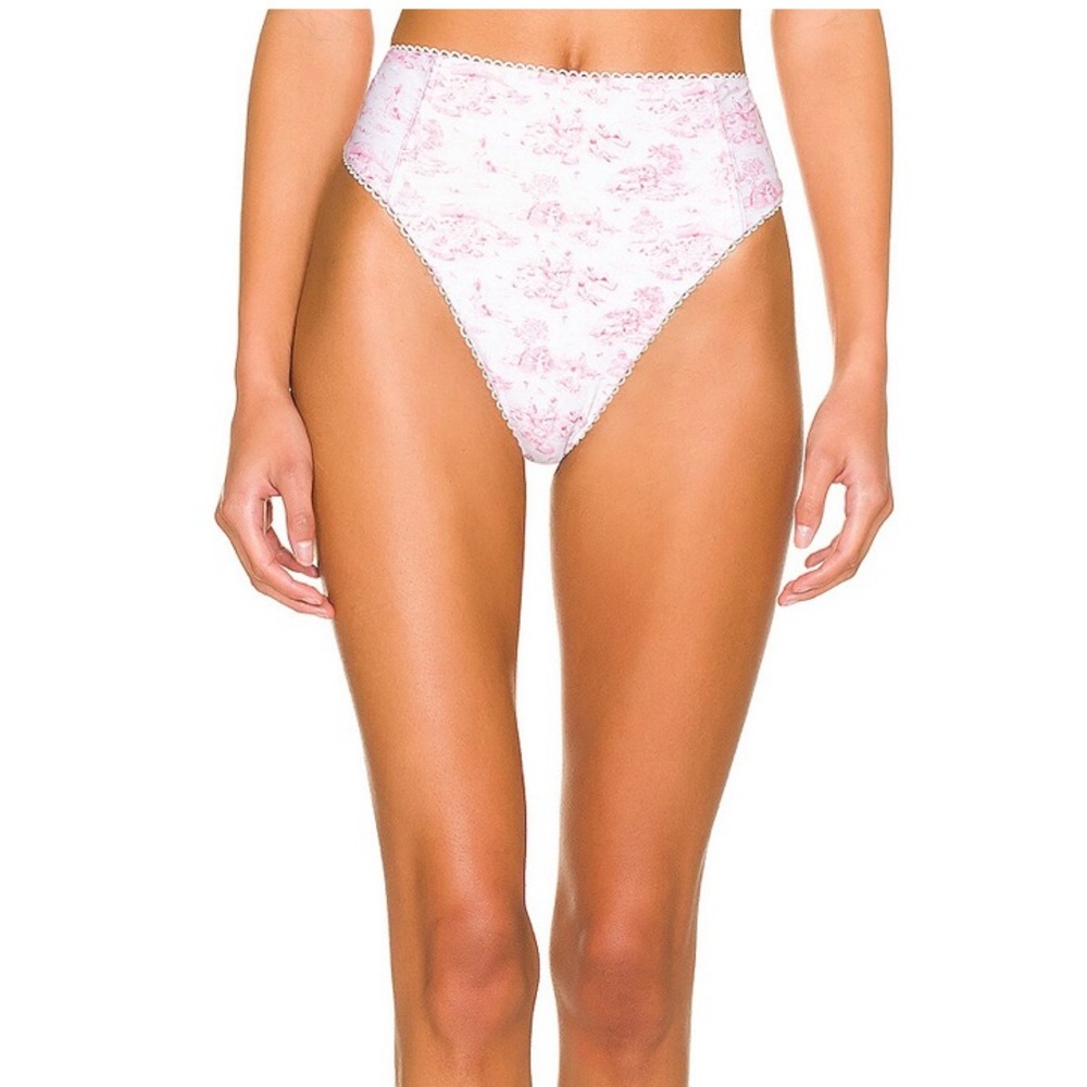 Tularosa Delphina High Waist Bikini Bottom in Pink Toile Size Medium